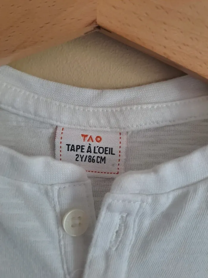 T-shirt blanc garçon comme neuf tape à l'œil 2 ans - photo numéro 5