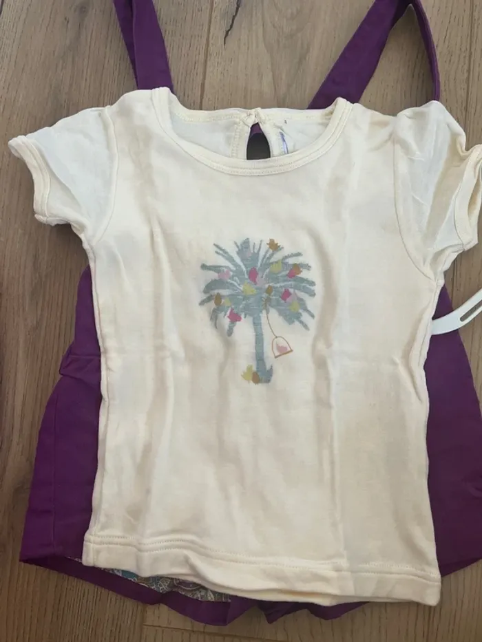 Ensemble salopette short et tee shirt manches courtes taille 3 ans - photo numéro 6