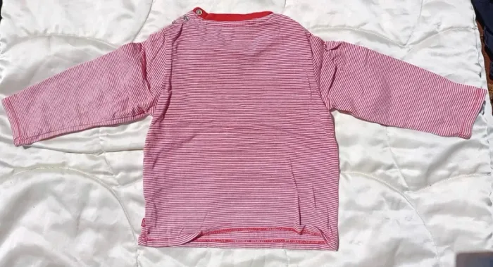 T-shirt manches longues rayé rouge et blanc Obaïbi 23 mois - photo numéro 3