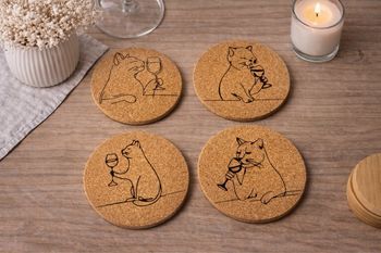 Lot de 4 dessous de verre chats