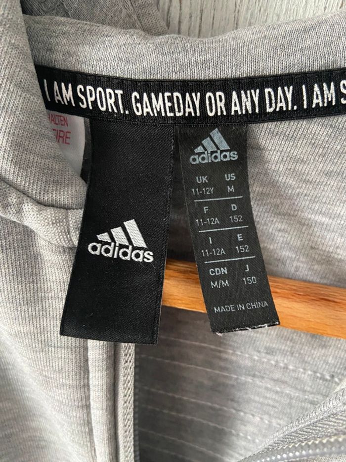 🩶 Veste survêtement grise fille Adidas Taille 11-12 ans - photo numéro 5