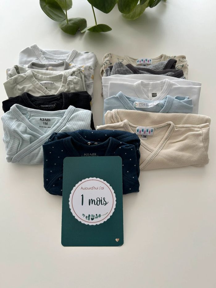 Lot de 11 bodies manches longues 1 mois