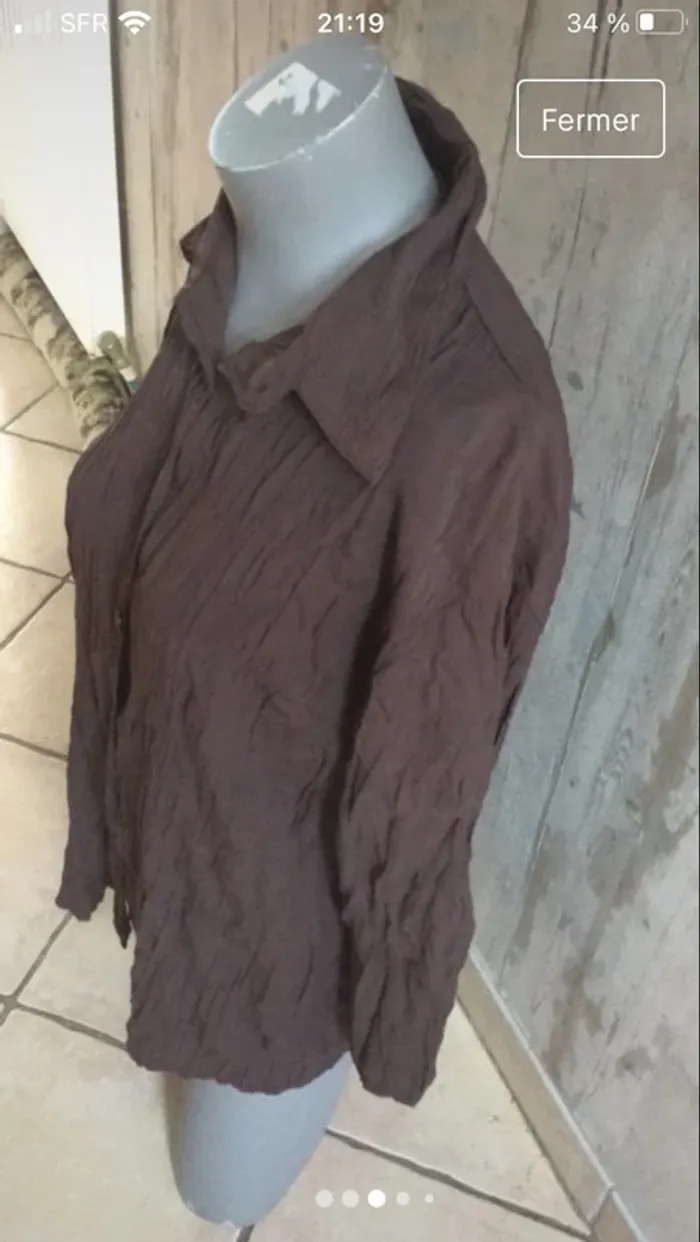 Joli lot en L /40 débardeur brodé et perles et chemise gaufrée - photo numéro 9