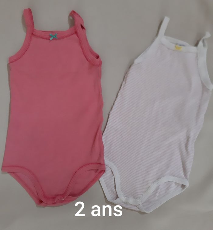 lot de 2 bodies bretelles fille - Petit Bateau - 2 ans