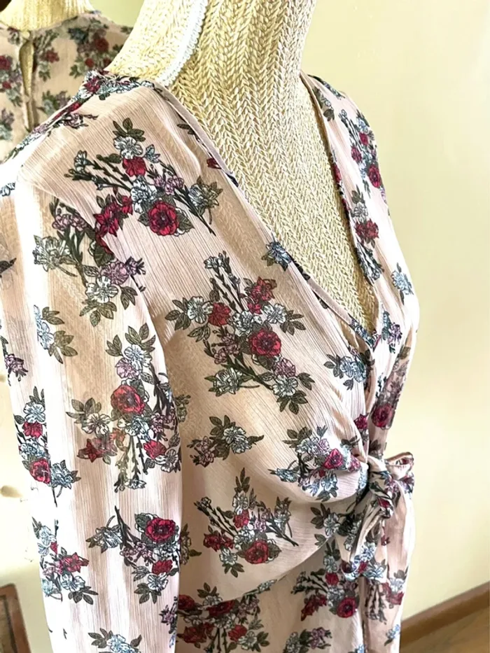 Sublime blouse chemise fluide chic fluide Haut Transparent Floral - photo numéro 11