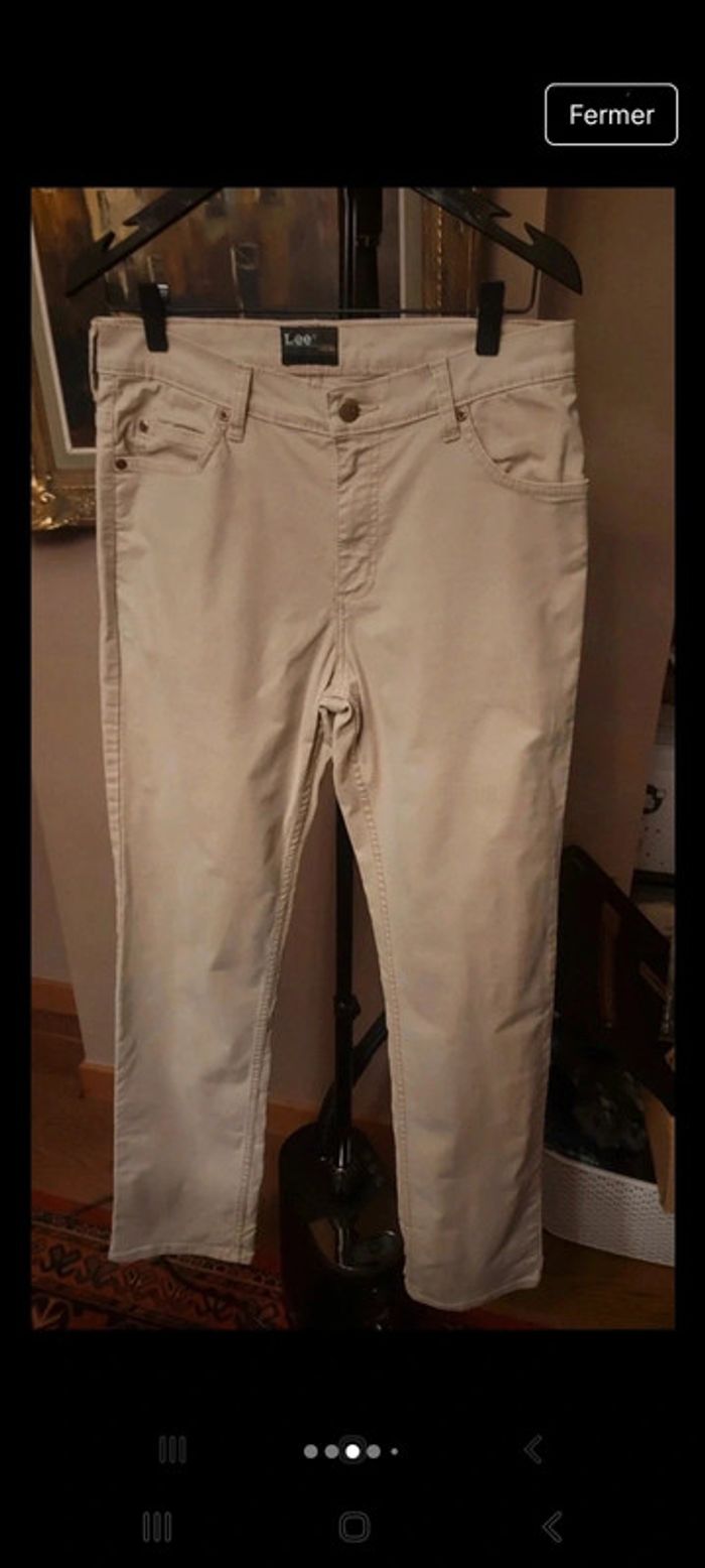 Pantalon coupe jeans beige Homme Lee W30 L34 - photo numéro 2