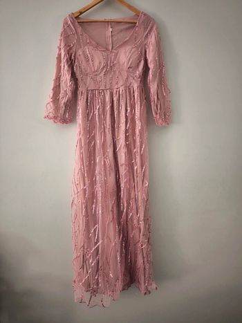 Robe longue a paillettes rose en tulle taille M neuve
