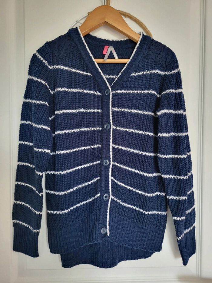 Gilet long à boutons rayures 10 ans orchestra - photo numéro 2