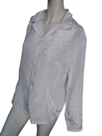 Chemisier chemise top blouse écossais carreaux plaid blanc vintage retro