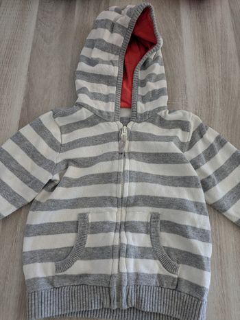 Gilet zippé blanc gris 12-18m