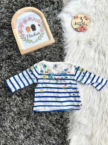 Haut manches longues marin - petit bateau - 3 mois