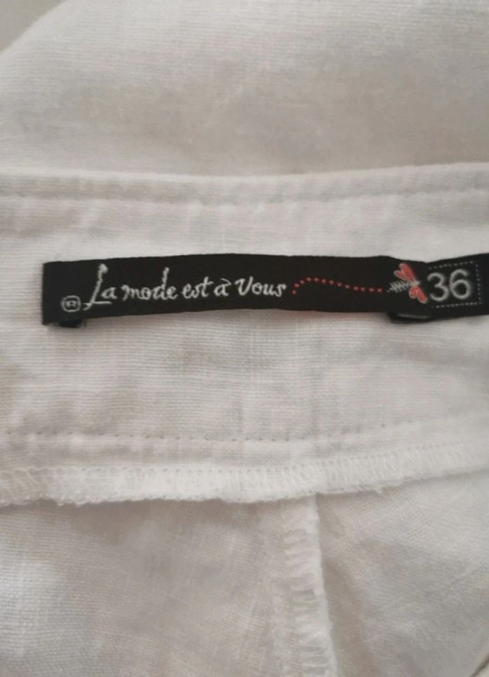 Pantacourt en lin blanc et orange – Taille 36. La Mode Est À Vous - photo numéro 7