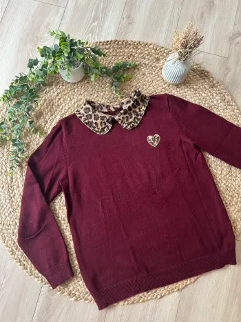 Pull col Claudine léopard taille unique