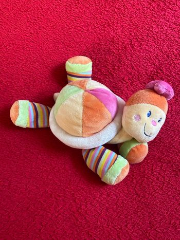 Mots d enfants peluche doudou tortue multicolore micro billes neuf