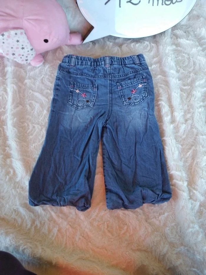 Pantalon doublé style jeans Fille 12 mois Fleurs Gémo 100% coton - photo numéro 14