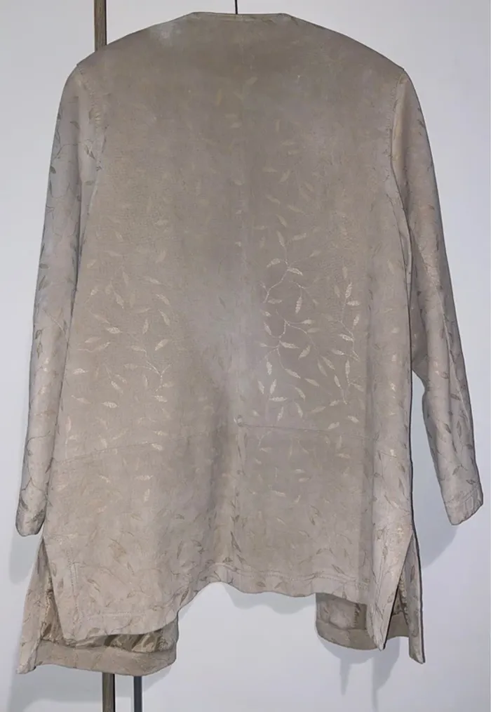 Veste beige en cuir véritable - photo numéro 3
