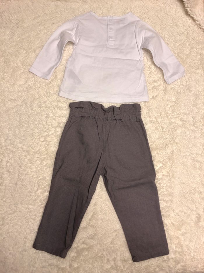 Pantalon gris lin tee shirt blanc coton 12m Lcdp - photo numéro 5