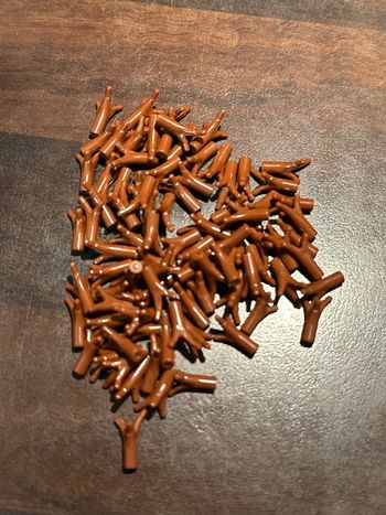 50 lego Plant Flower Stem with Bar and 3 Stems Short ref 68211 reddish brown