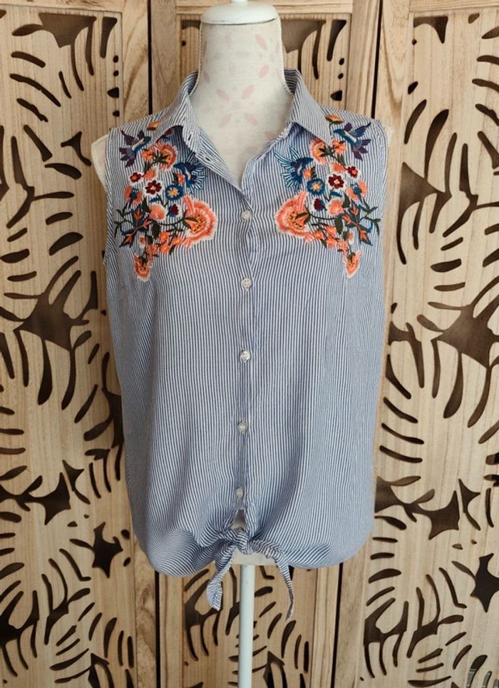 Chemise à rayures brodée T 42 Promod