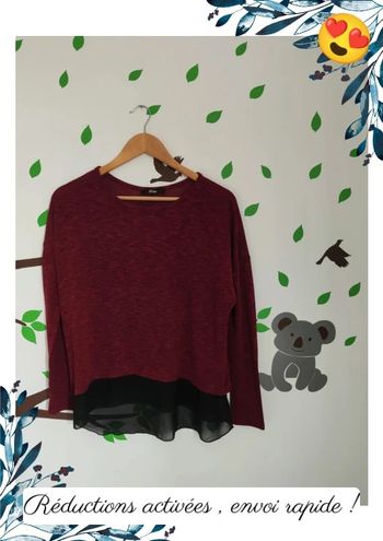 Pull bordeau femme
