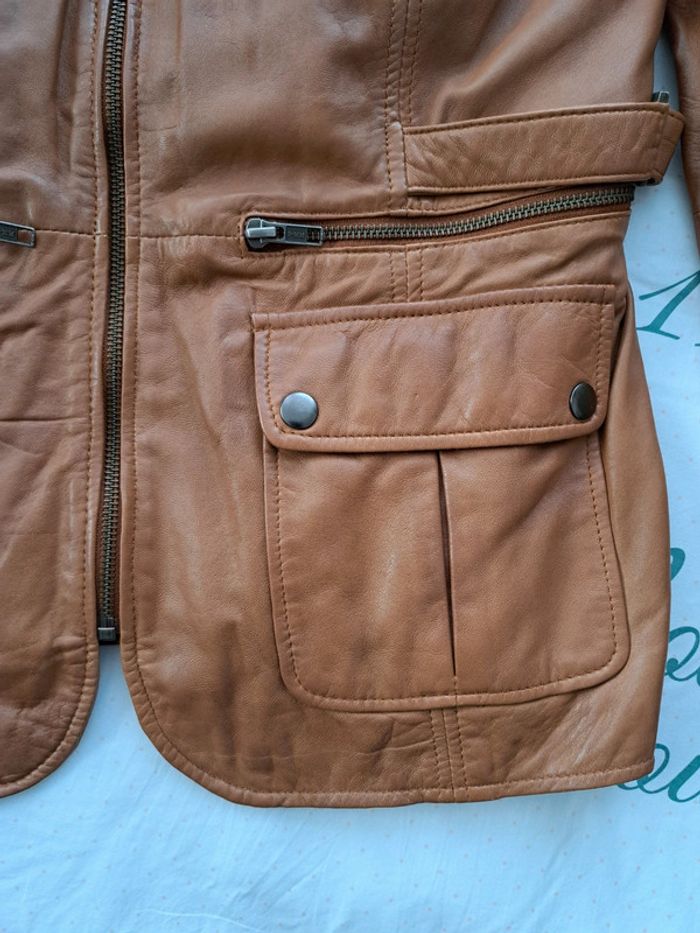 Veste en cuir Camel - photo numéro 3