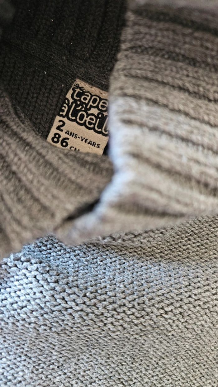 Pull col cheminée, gris, taille 2 ans, Tape-à-l'oeil - photo numéro 2