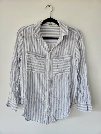 Chemise rayée bleue et blanche à longues manches Pimkie taille 38 / M