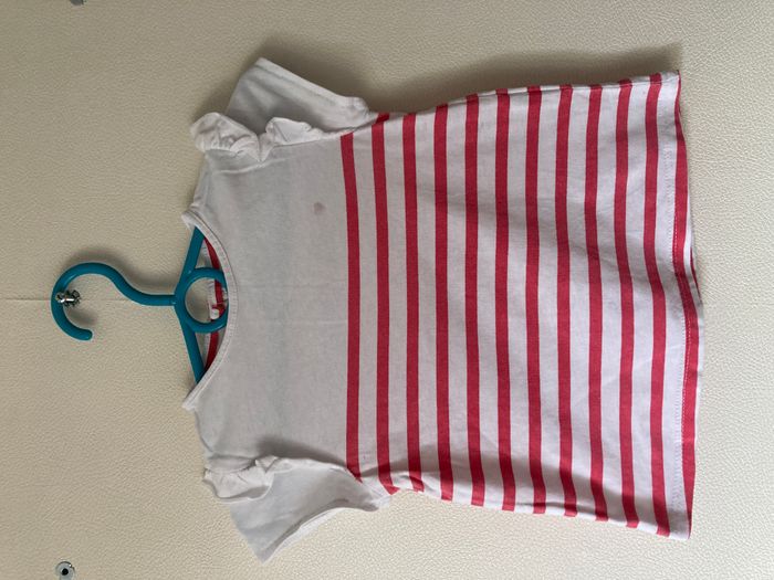 Tee-shirt marinière manche volantée fille 18 mois