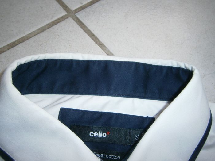 Chemise blanche liseré marine CELIO Taille S (37/38) - photo numéro 4