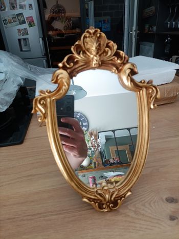 Art Miroir de Vanité Décoratif Oval floral style vintage doré 30 * 21 cm