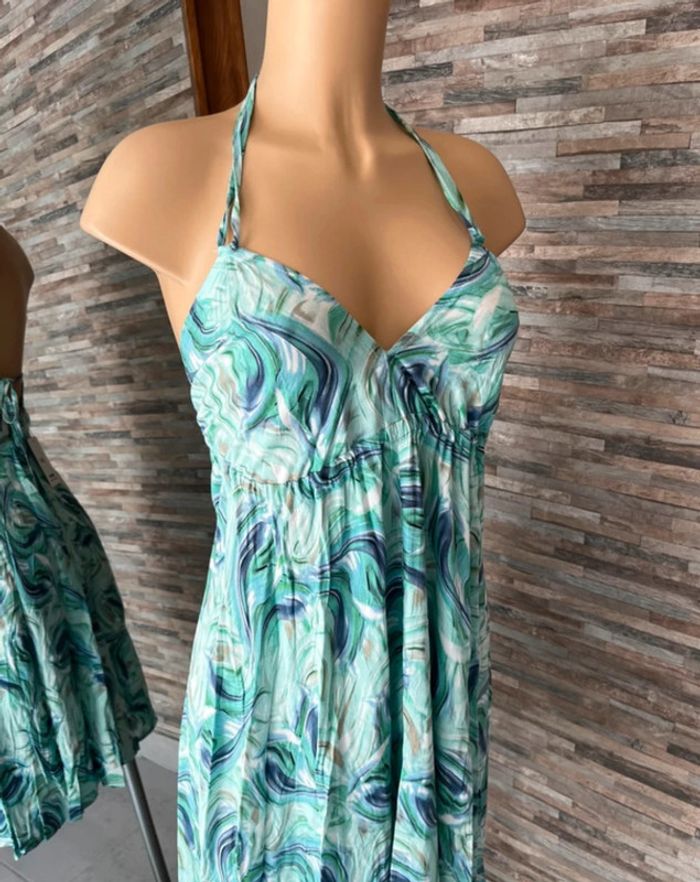 Robe d’été dos nu verte turquoise - photo numéro 2