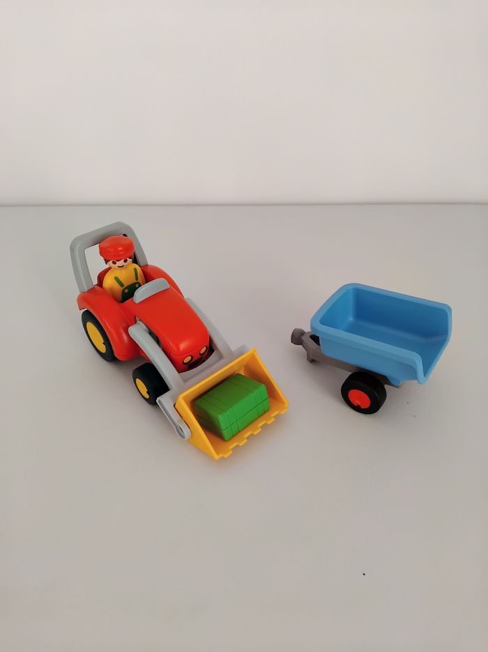 PLAYMOBIL 123 Tracteur de Ferme et Remorque Junior 6964 Complet 🚜 - photo numéro 3