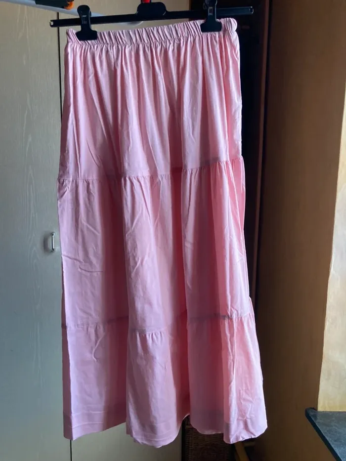 Superbe jupe longue vintage avec poches rose bonbon et noeud - photo numéro 2