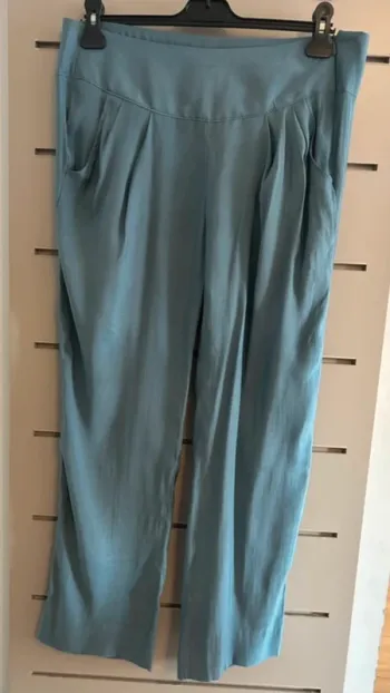 Émita churlaud pantalon sarouels bleu en 100 % soie, femme, taille 38