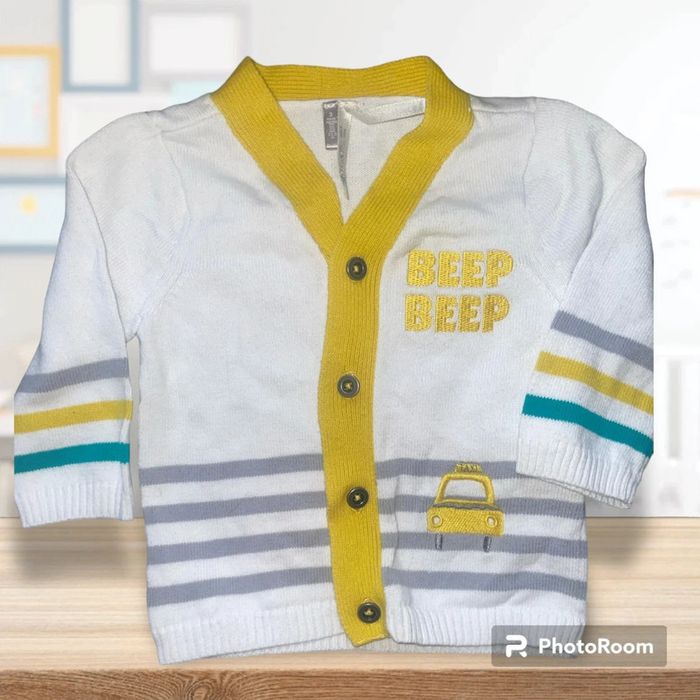 Gilet bébé blanc et jaune