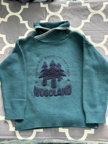 Pull enfant vert forêt Woodland sapins okaidi 
