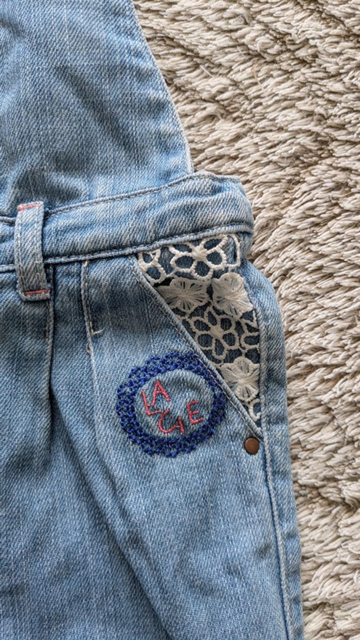 Salopette short en jeans 24 mois - photo numéro 2