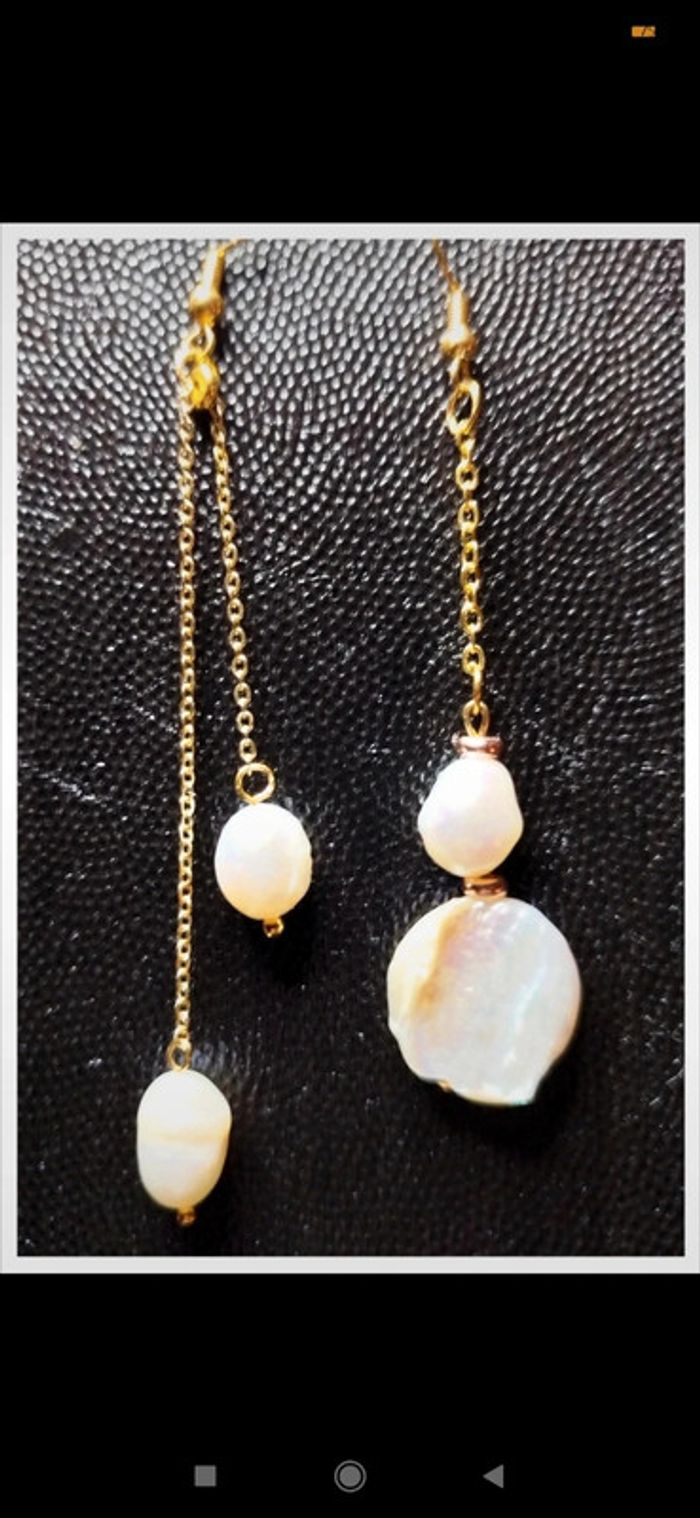 Boucles d'oreilles Perles Nacrées Naturelles - photo numéro 4