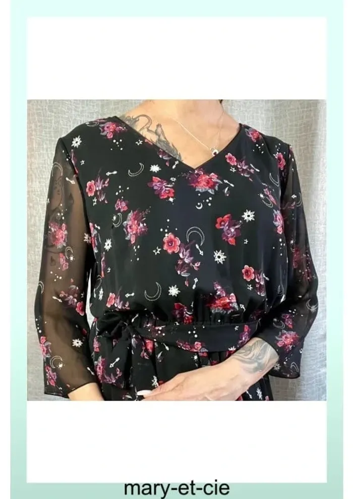 Robe longue manches 3/4 taille 38 - cache cache - photo numéro 5