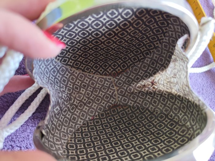 Petit sac enfant ou adulte rond boule blanc besace en paille tressée peinte vintage 70 - photo numéro 9