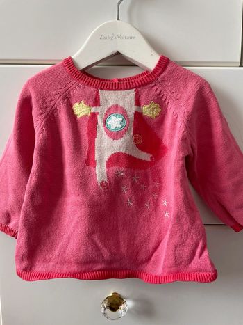 Pull 12 mois DPAM fille rose 1 an automne hiver