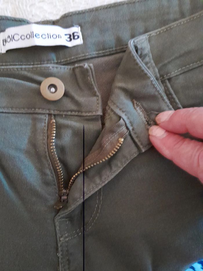 Pantacourt femme,Taille 36, couleur kaki, Marque BA8 Collection - photo numéro 5