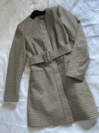 Robe Veste blazer Tailleur Zara pieds de poule avec ceinture taille XS