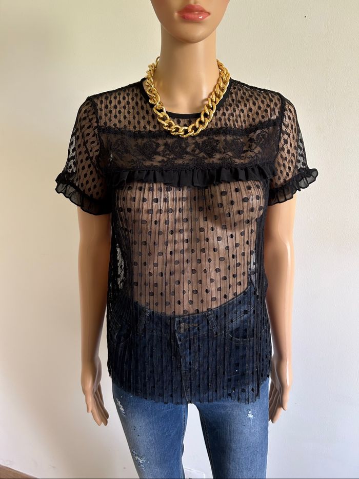 Blouse noire transparente en plumetis Morgan taille XS jamais portée