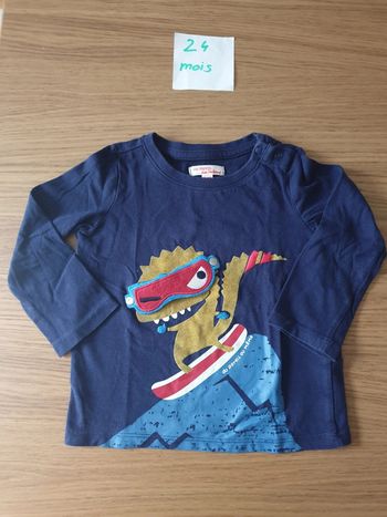Tee-shirt manches longues snowboard dinosaure
