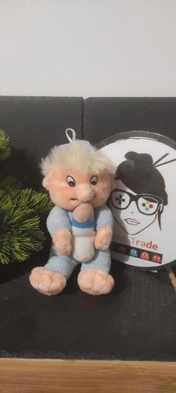 peluche doudou garçon bébé bleu biberon sandy ancien vintage Blond Jaune