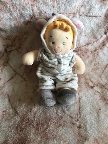 Doudou peluche garçon costume zèbre Nicotoy