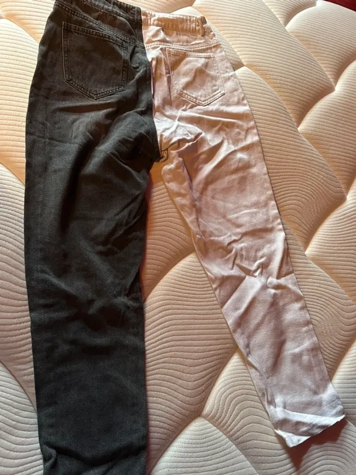 Jean bicolore blanc et noir shein XS - photo numéro 2