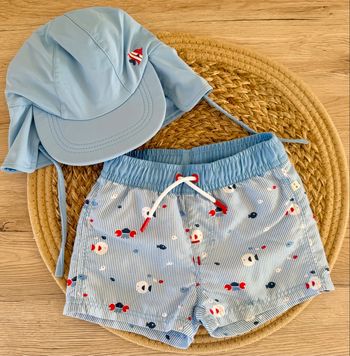 Ensemble short de bain et chapeau de soleil Obaïbi