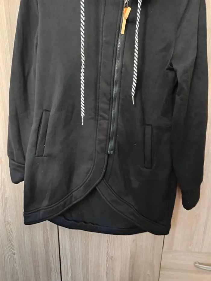 Veste sweat long à capuche asymétrique M - photo numéro 4